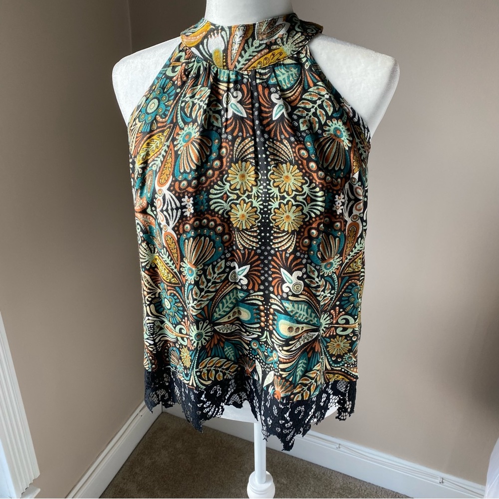 California moonrise, multi color halter top, Size Medium